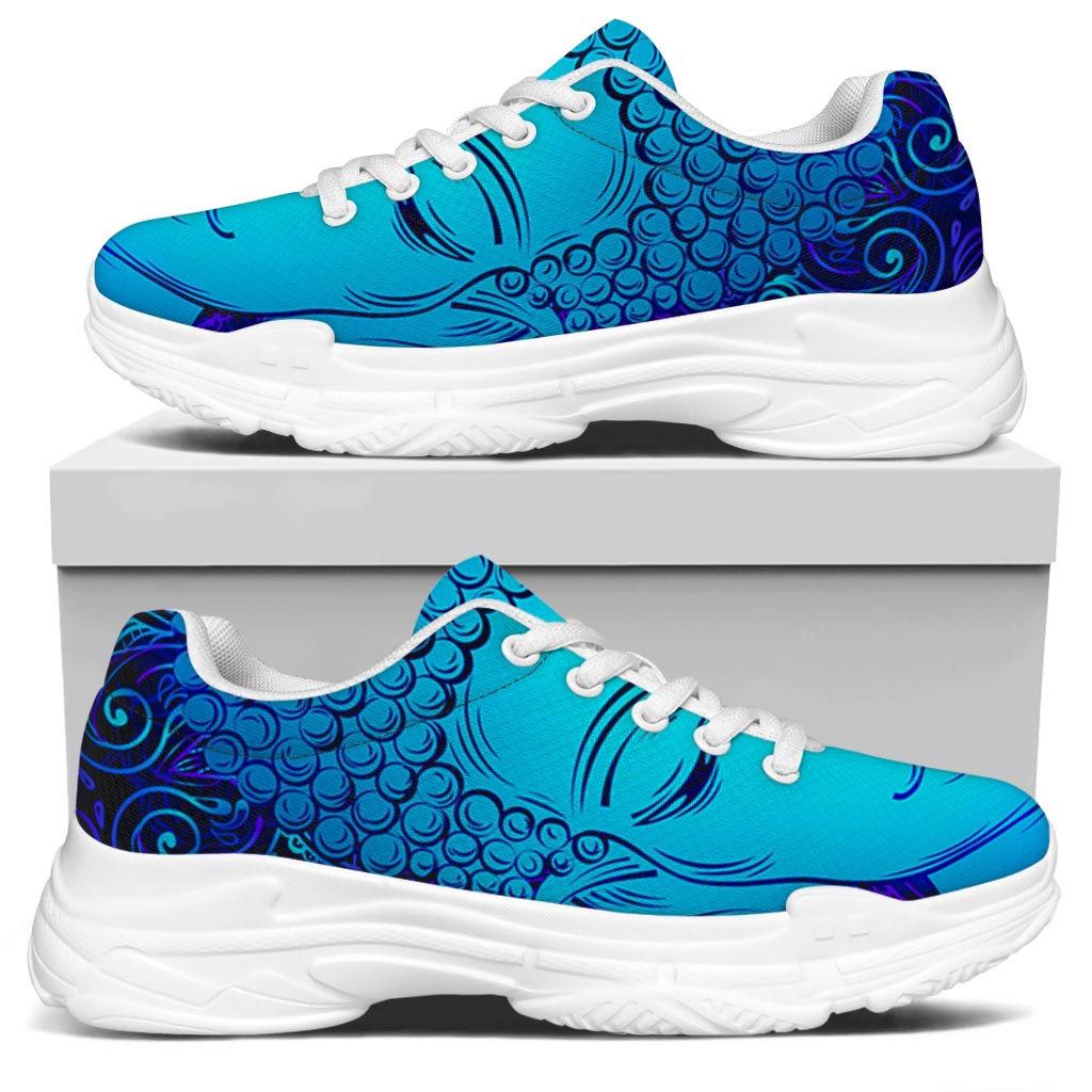 Blue Buddha Print White Chunky Shoes