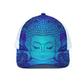 Blue Buddha Print White Mesh Trucker Hat