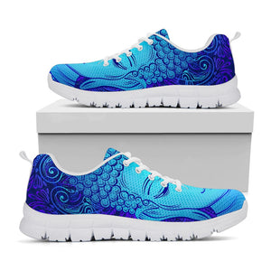 Blue Buddha Print White Running Shoes