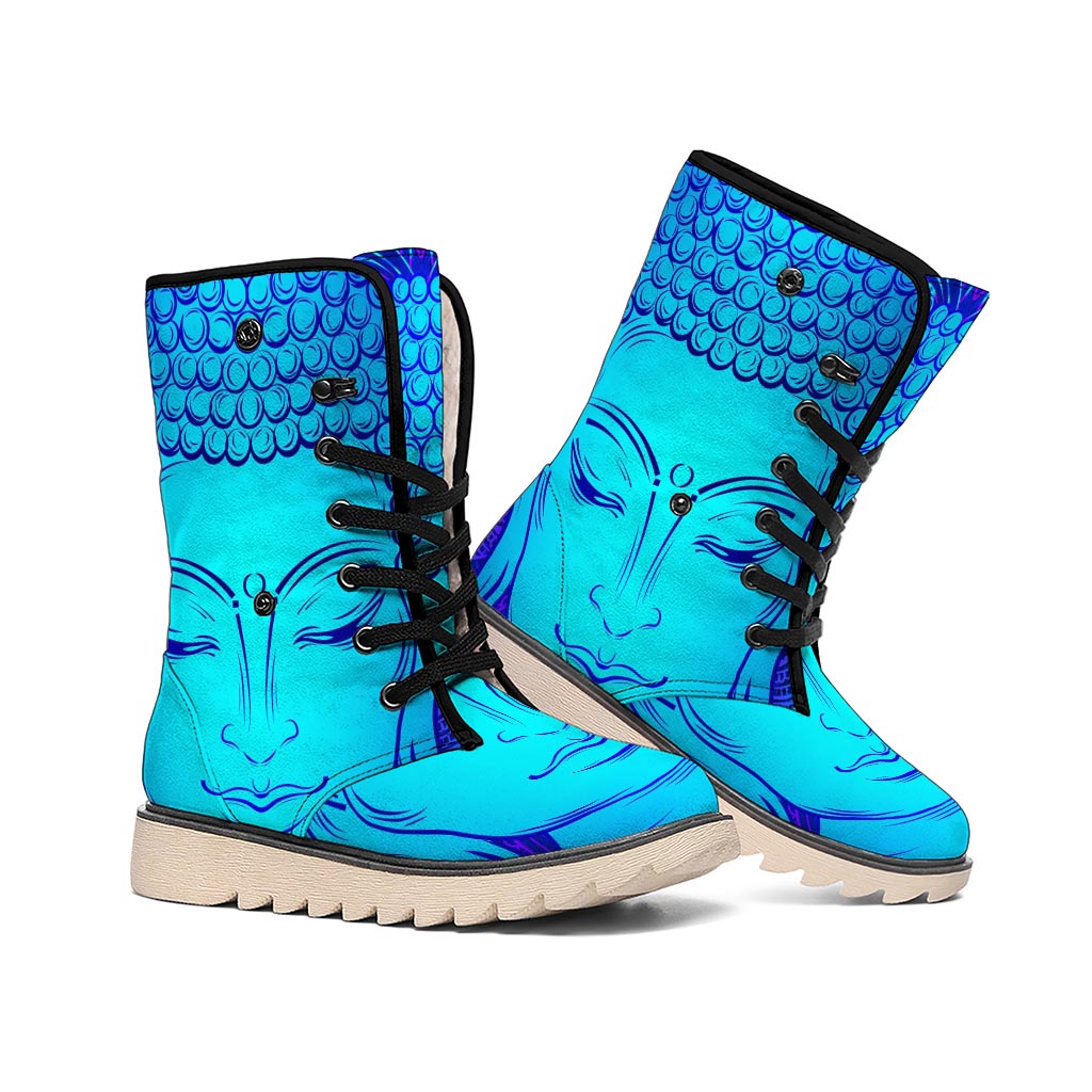 Blue Buddha Print Winter Boots