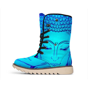 Blue Buddha Print Winter Boots