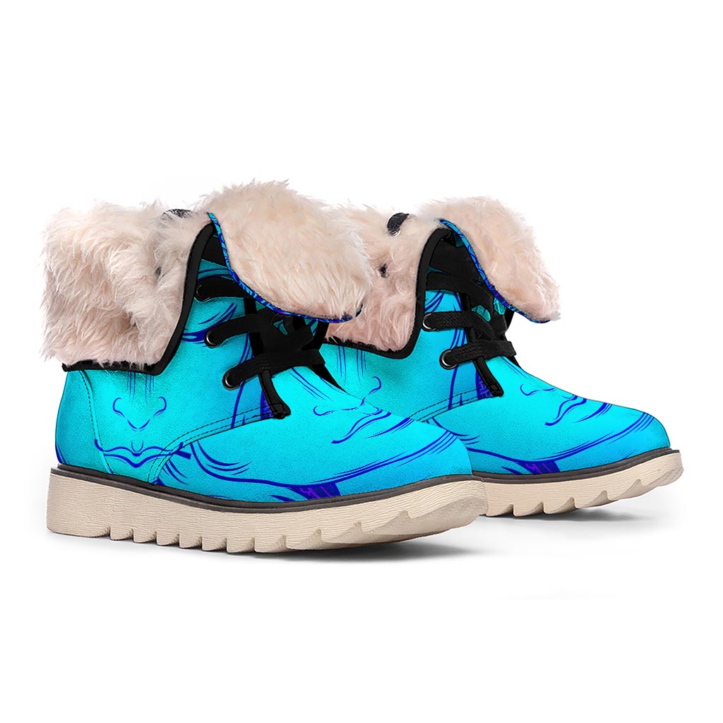 Blue Buddha Print Winter Boots