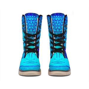 Blue Buddha Print Winter Boots