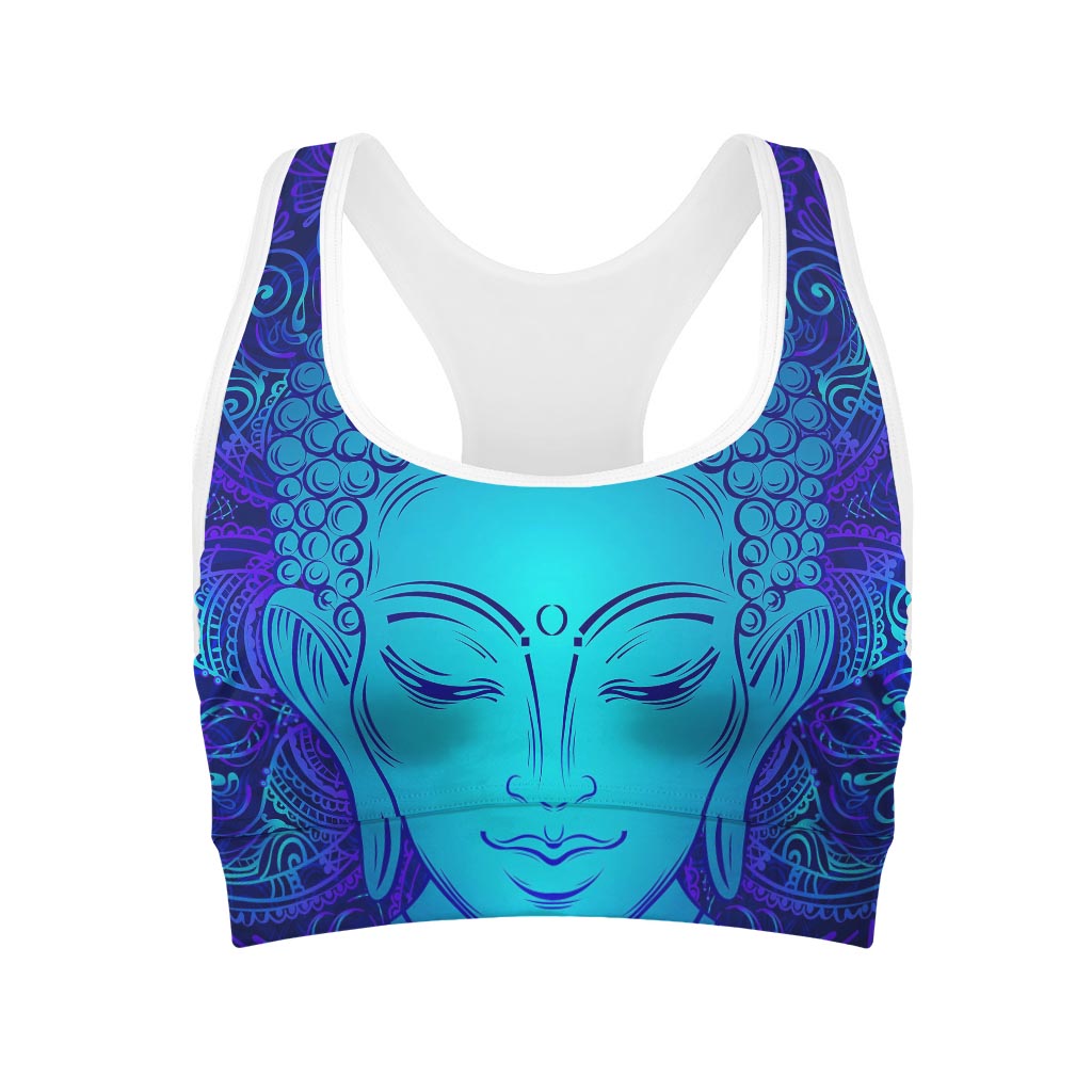 Blue Buddha Print Women's Sports Bra