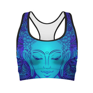 Blue Buddha Print Women's Sports Bra