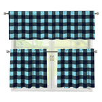 Blue Buffalo Check Pattern Print 3 Piece Kitchen Curtains