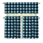 Blue Buffalo Check Pattern Print 3 Piece Kitchen Curtains