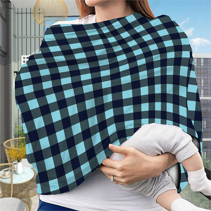 Blue Buffalo Check Pattern Print Baby Seat Cover