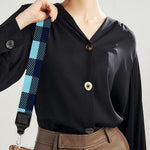 Blue Buffalo Check Pattern Print Bag Strap