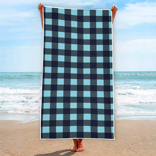 Blue Buffalo Check Pattern Print Beach Towel