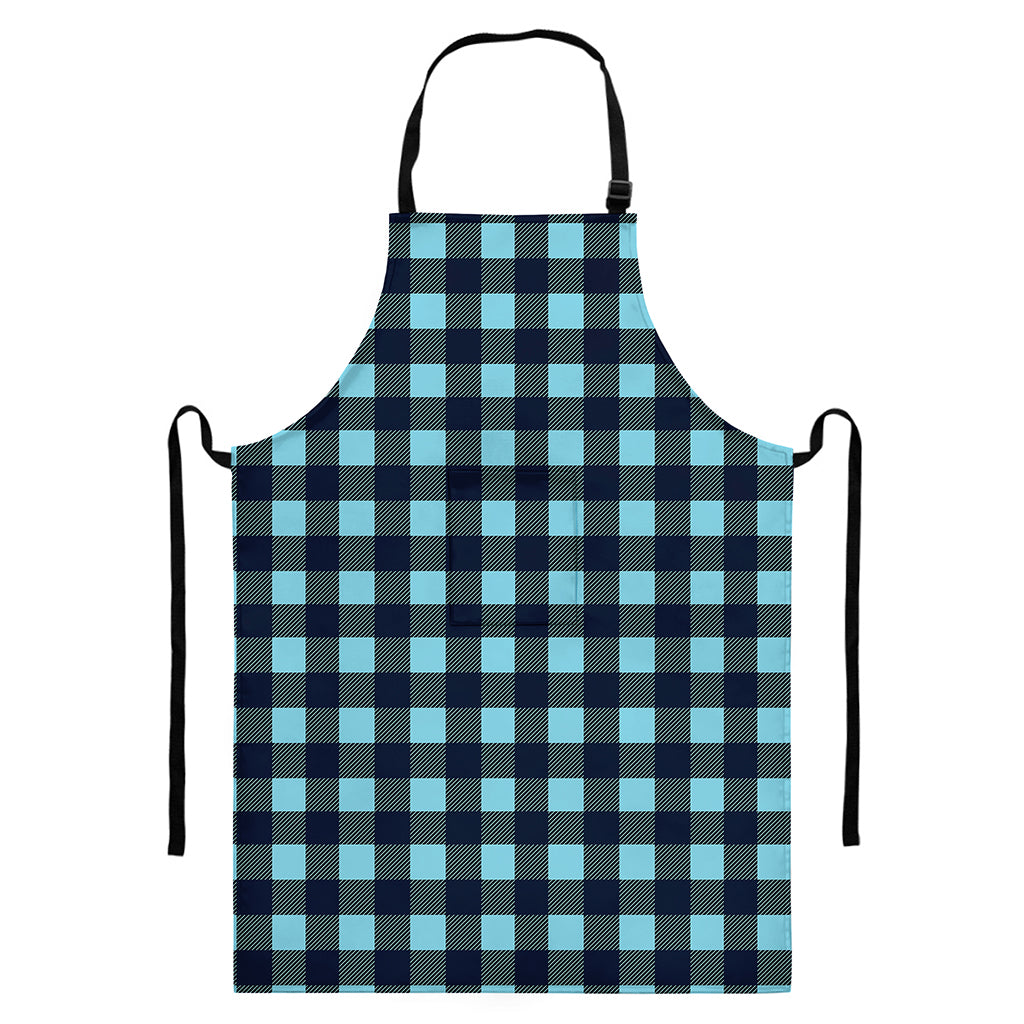 Blue Buffalo Check Pattern Print Bib Apron With Pocket