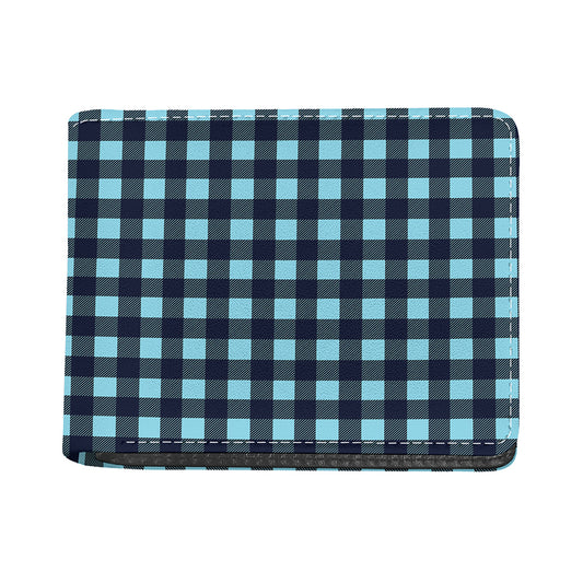 Blue Buffalo Check Pattern Print Bifold Wallet