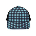 Blue Buffalo Check Pattern Print Black Mesh Trucker Hat