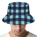 Blue Buffalo Check Pattern Print Bucket Hat