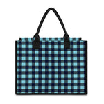 Blue Buffalo Check Pattern Print Canvas Tote Bag