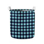 Blue Buffalo Check Pattern Print Collapsible Laundry Basket