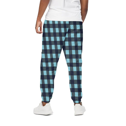Blue Buffalo Check Pattern Print Cotton Pants