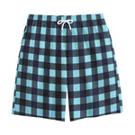 Blue Buffalo Check Pattern Print Cotton Shorts