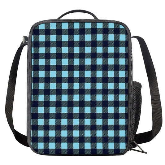 Blue Buffalo Check Pattern Print Crossbody Lunch Bag