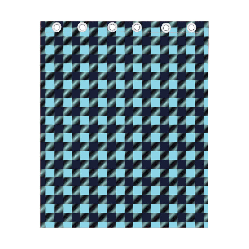 Blue Buffalo Check Pattern Print Curtain