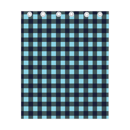 Blue Buffalo Check Pattern Print Curtain