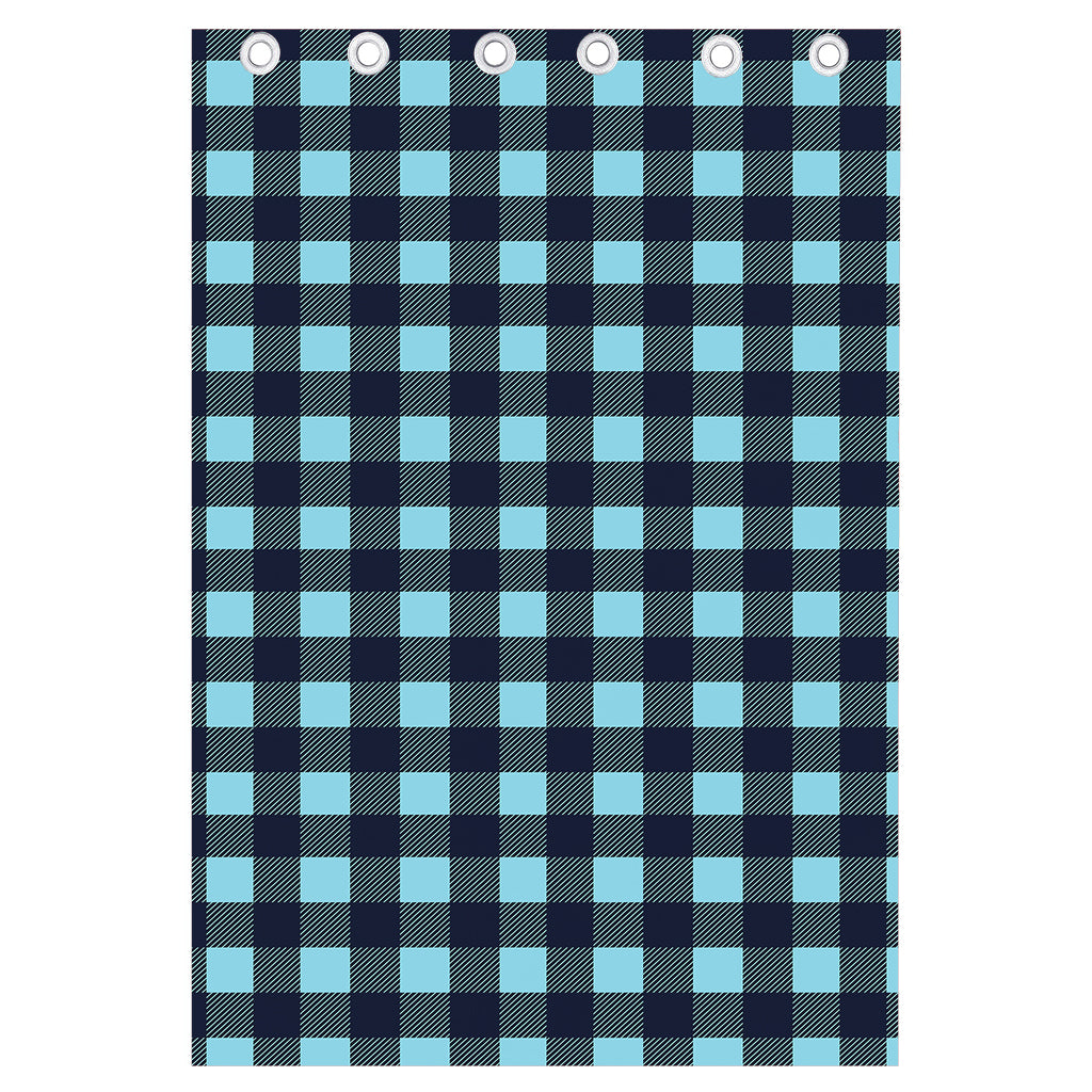Blue Buffalo Check Pattern Print Curtain
