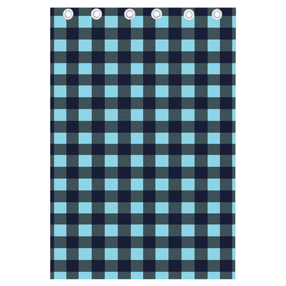 Blue Buffalo Check Pattern Print Curtain