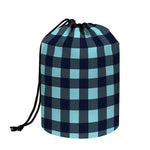 Blue Buffalo Check Pattern Print Drawstring Makeup Bag