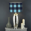 Blue Buffalo Check Pattern Print Drum Lamp Shade