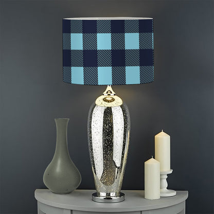 Blue Buffalo Check Pattern Print Drum Lamp Shade