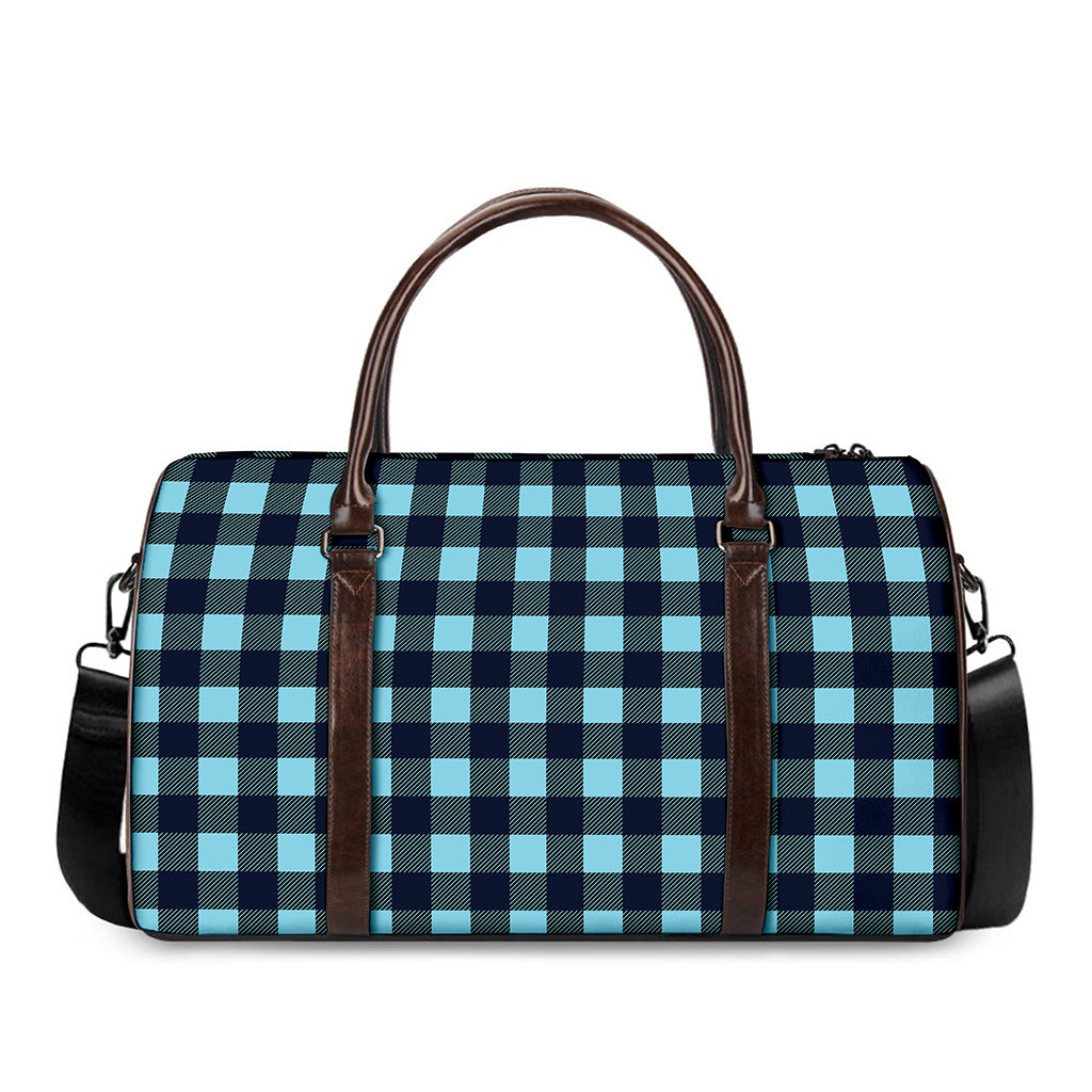 Blue Buffalo Check Pattern Print Duffle Bag