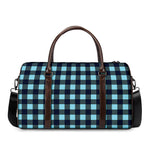 Blue Buffalo Check Pattern Print Duffle Bag