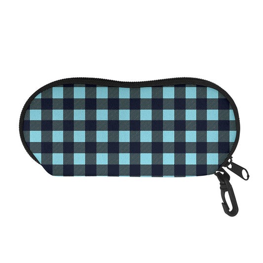 Blue Buffalo Check Pattern Print Glasses Case