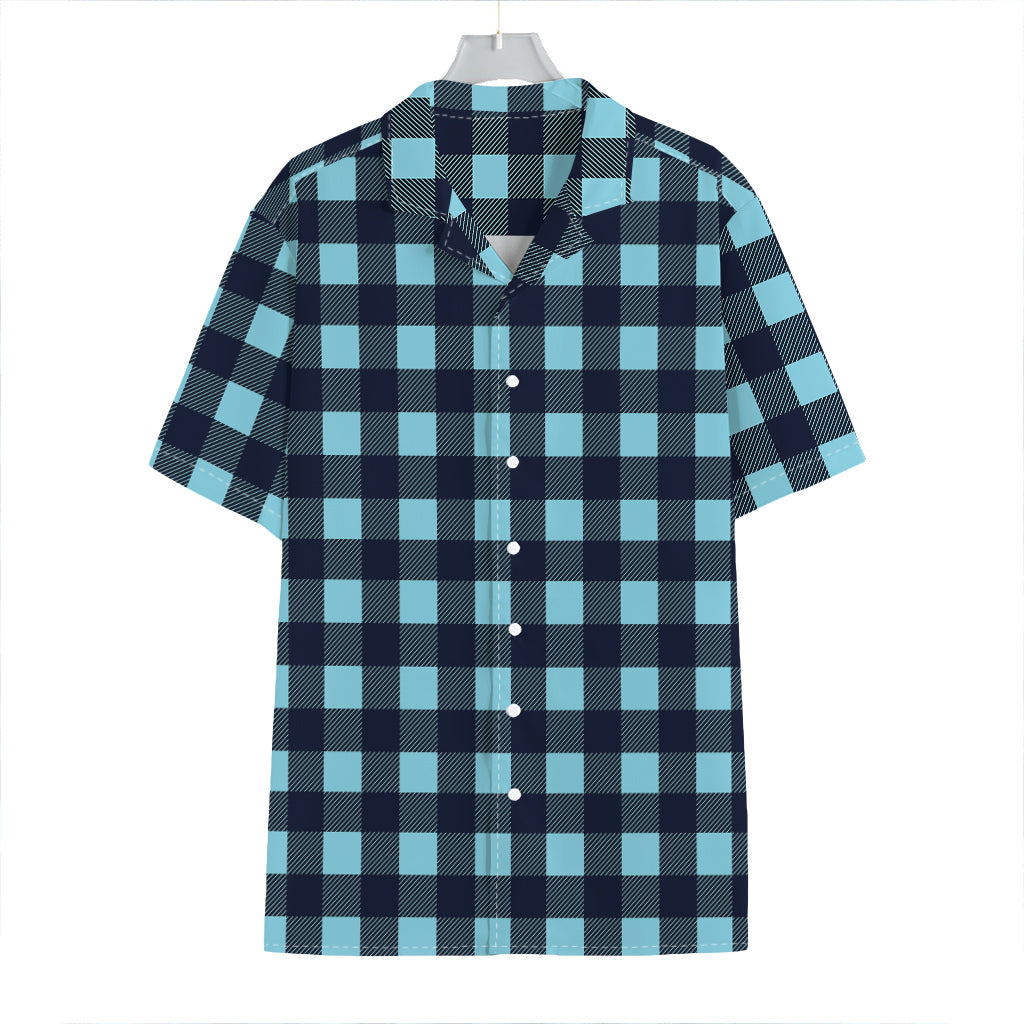 Blue Buffalo Check Pattern Print Hawaiian Shirt