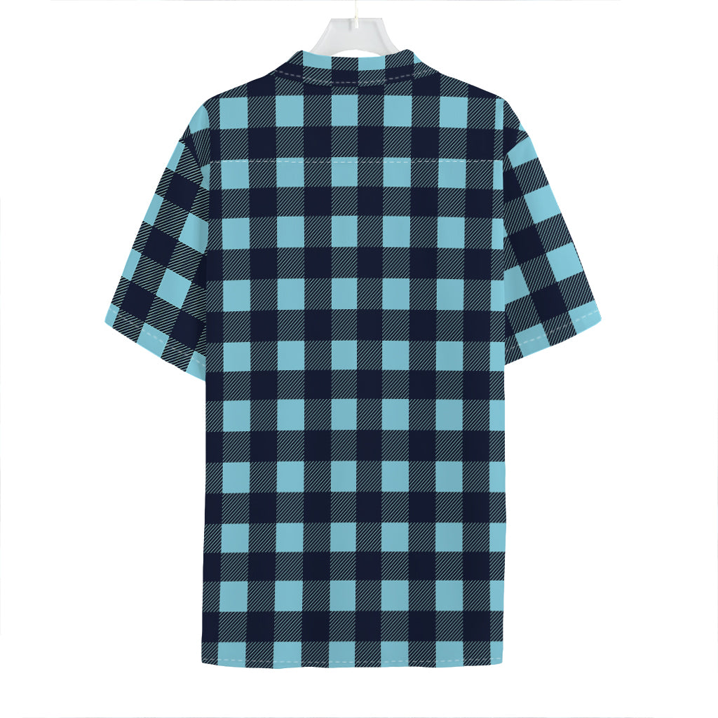 Blue Buffalo Check Pattern Print Hawaiian Shirt