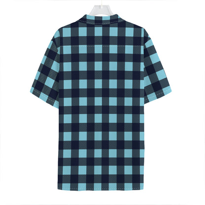 Blue Buffalo Check Pattern Print Hawaiian Shirt