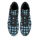 Blue Buffalo Check Pattern Print High Top Leather Sneakers