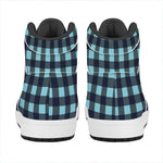 Blue Buffalo Check Pattern Print High Top Leather Sneakers