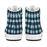 Blue Buffalo Check Pattern Print High Top Leather Sneakers