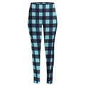 Blue Buffalo Check Pattern Print High-Waisted Pocket Leggings