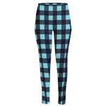 Blue Buffalo Check Pattern Print High-Waisted Pocket Leggings