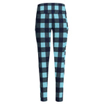 Blue Buffalo Check Pattern Print High-Waisted Pocket Leggings
