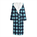 Blue Buffalo Check Pattern Print Hooded Bathrobe