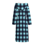 Blue Buffalo Check Pattern Print Hooded Bathrobe