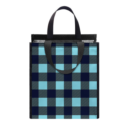 Blue Buffalo Check Pattern Print Insulated Lunch Tote