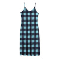 Blue Buffalo Check Pattern Print Jersey Midi Cami Dress