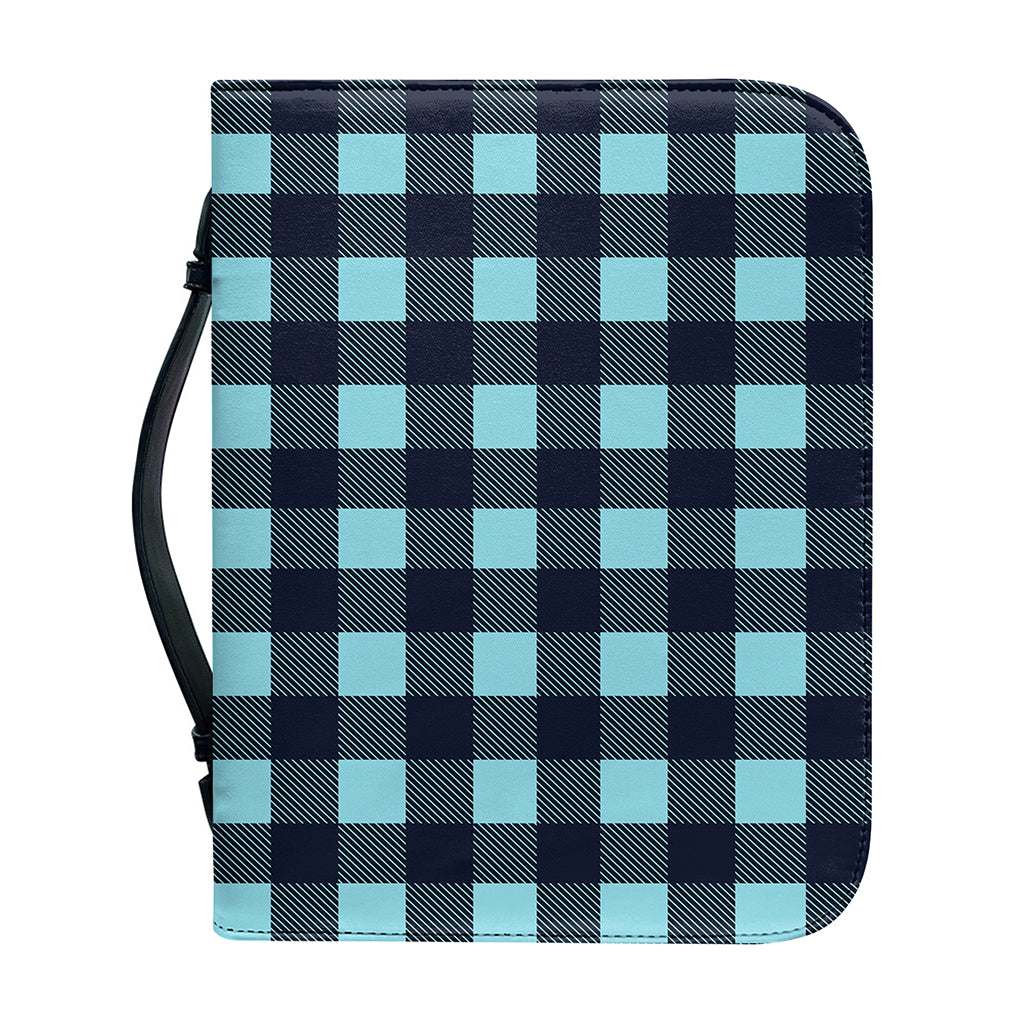 Blue Buffalo Check Pattern Print Leather Bible Cover