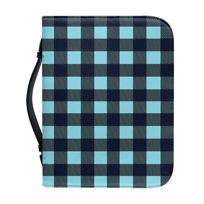Blue Buffalo Check Pattern Print Leather Bible Cover