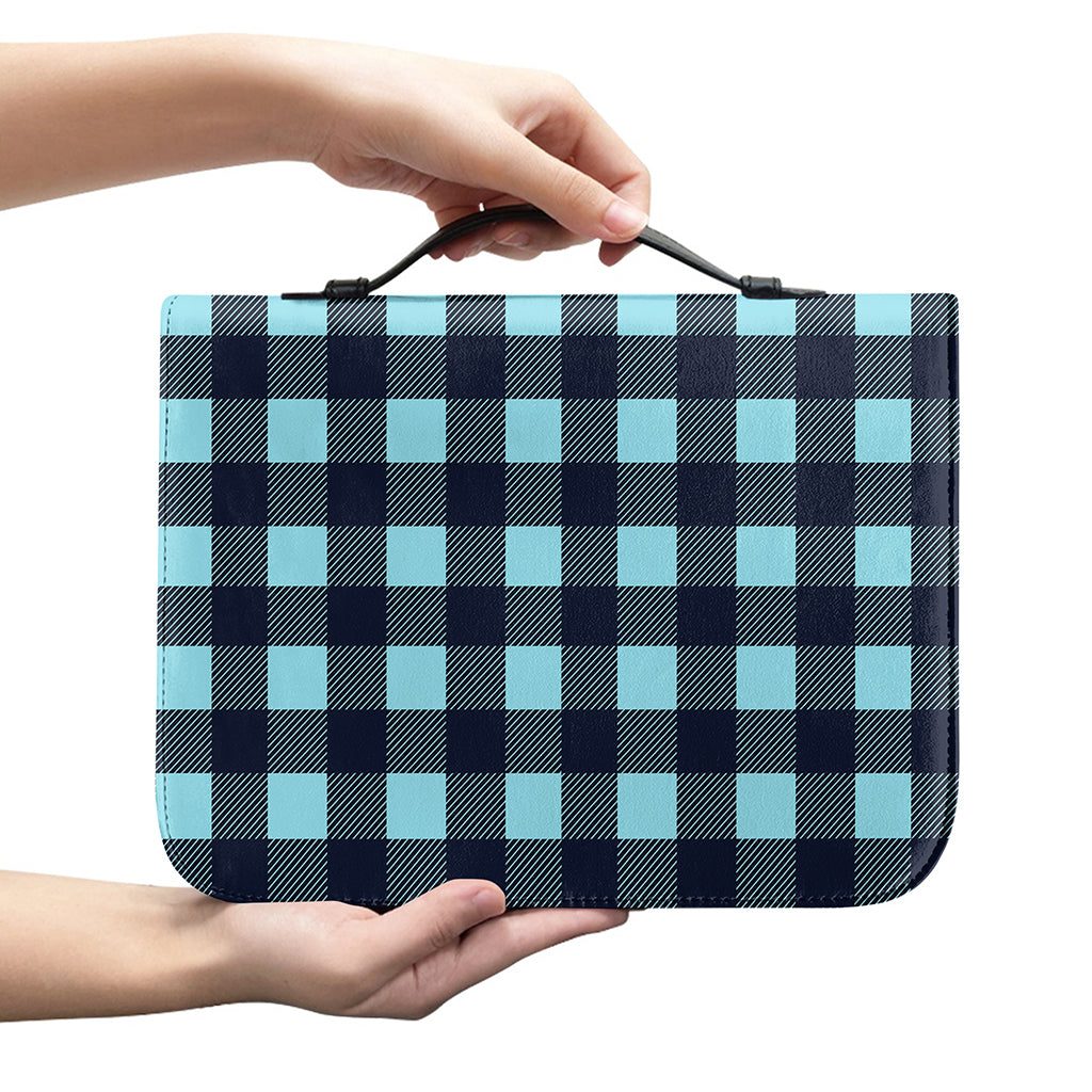Blue Buffalo Check Pattern Print Leather Bible Cover