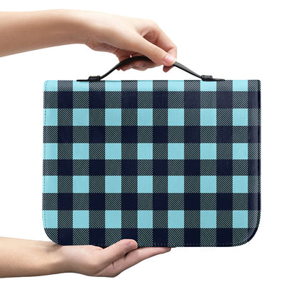 Blue Buffalo Check Pattern Print Leather Bible Cover